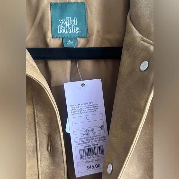 NWT Wild Fable Women's Faux Suede Fringe Jacket Size Large - Picture 3 of 3